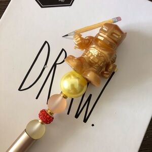 DC gold Batman handmade beaded pen